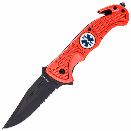 MIL-TEC Rescue Folding Knife - Red (Räddningskniv)