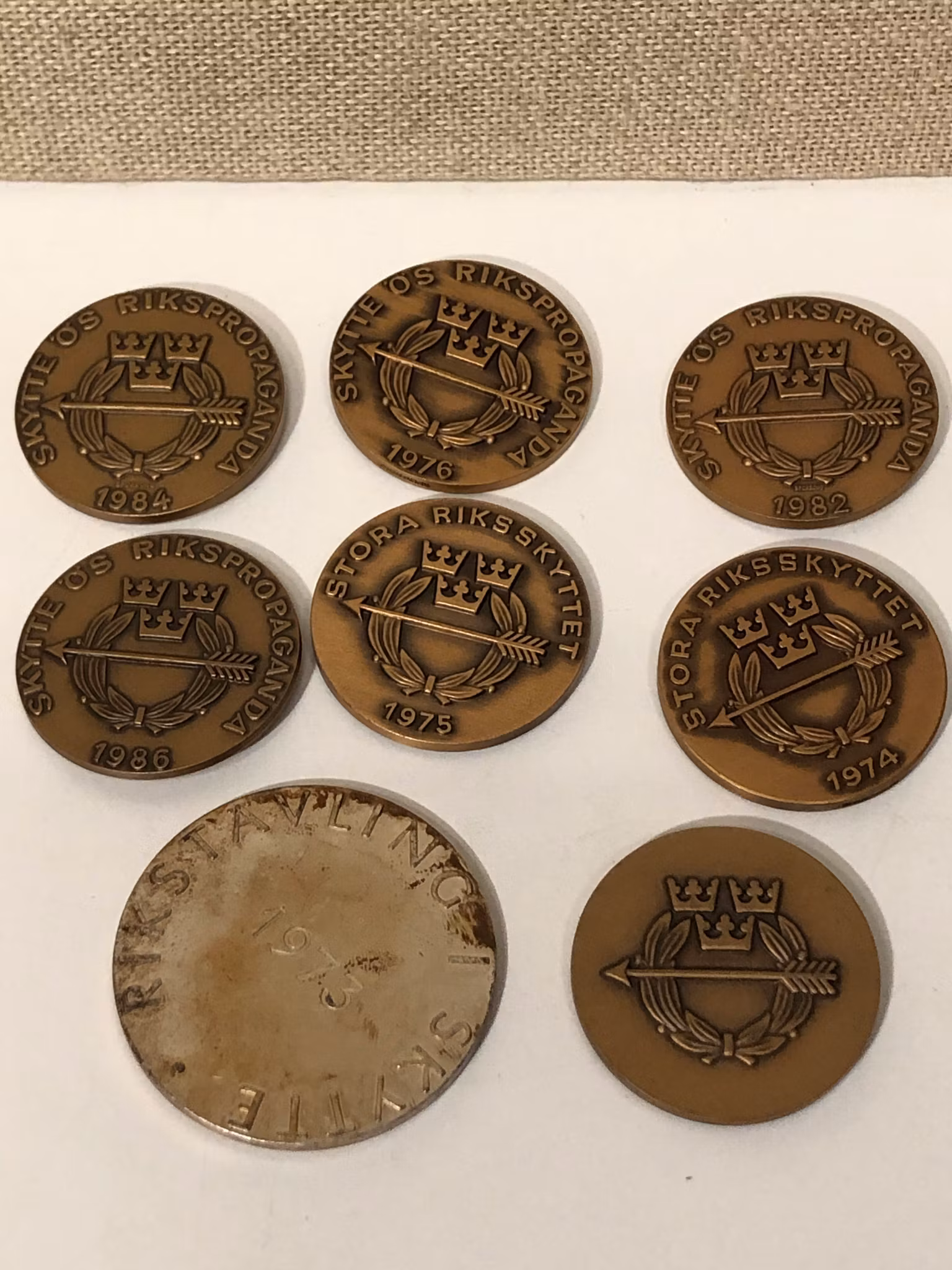 MEDALJER, 8 st, metall, Skytte ÖS Rikspropaganda