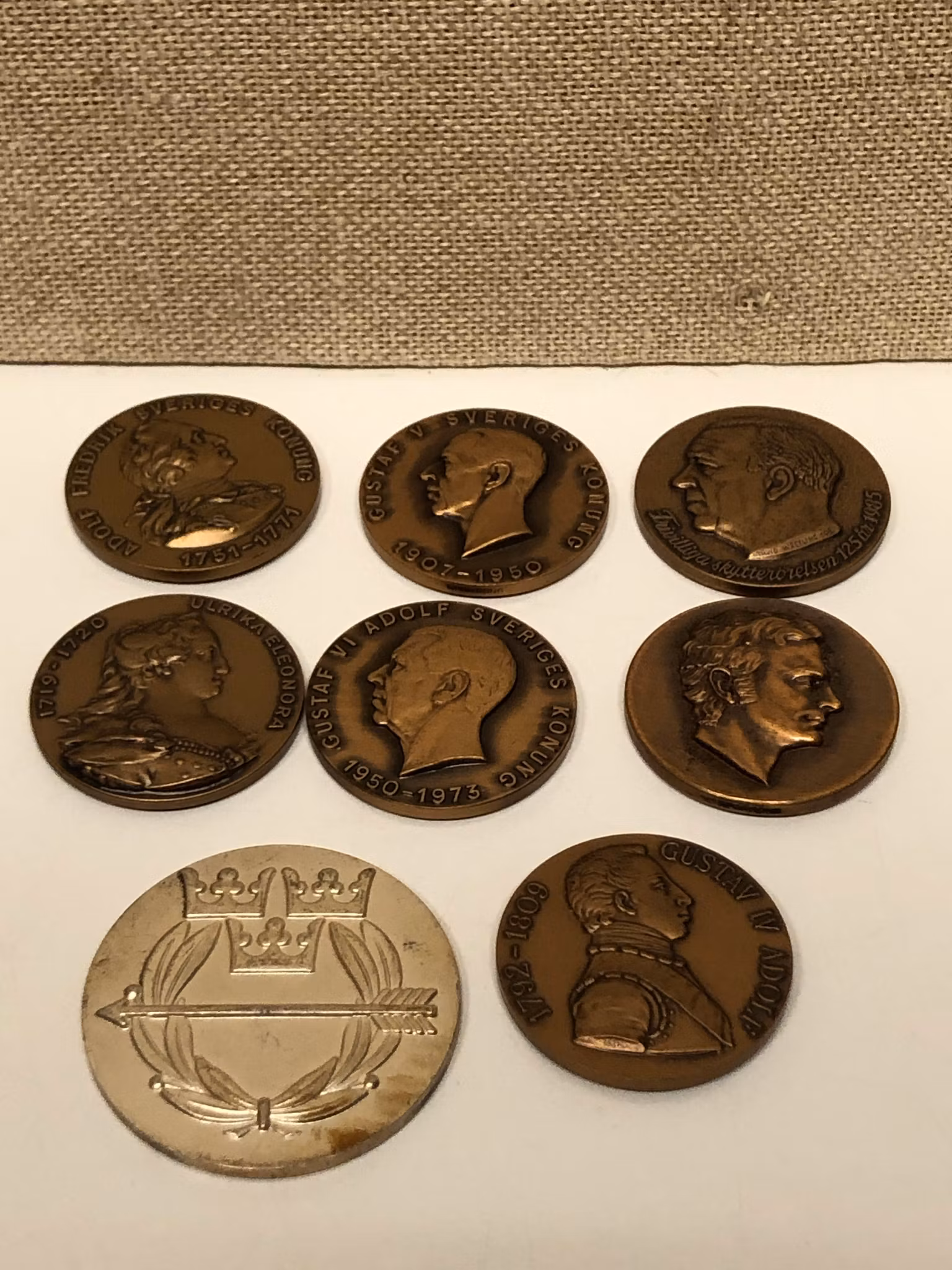 MEDALJER, 8 st, metall, Skytte ÖS Rikspropaganda