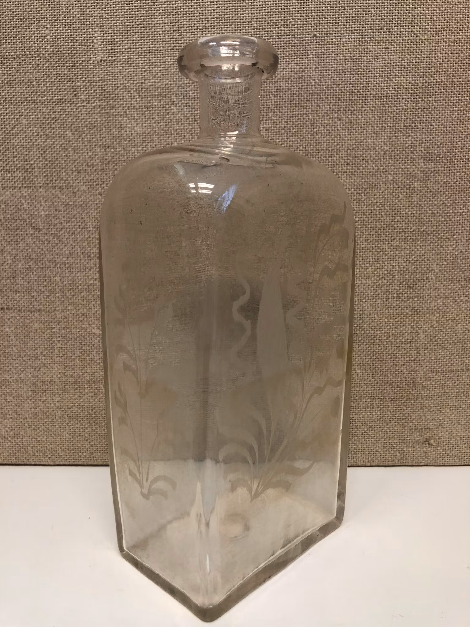 BREW BOTTLE, etched decoration, 19th century