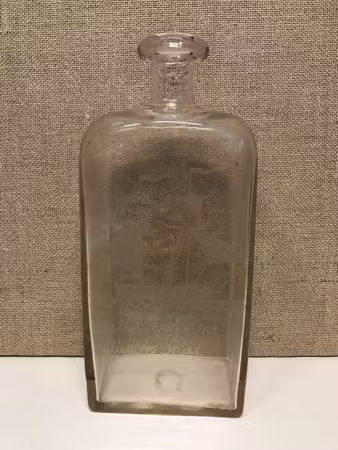 BREW BOTTLE, etched decoration, 19th century