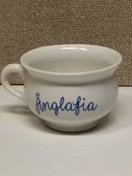 GLÖGG/ PUNCHMUGG, flintgods, "Änglafia" Margareta Hennix, Gustavsberg.