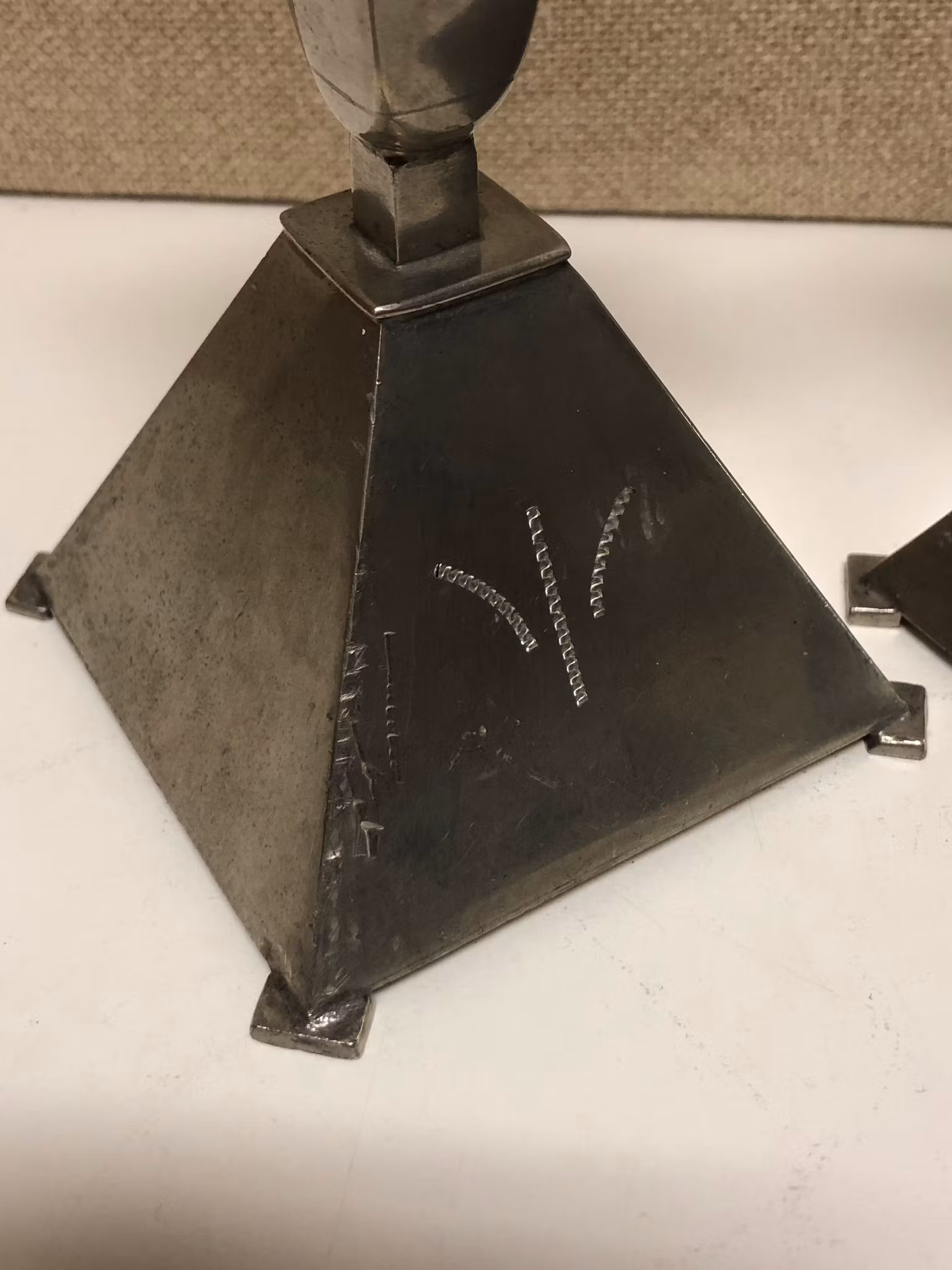 CANDLE STOCKERS, a pair, pewter, GAB Sweden, 1928.