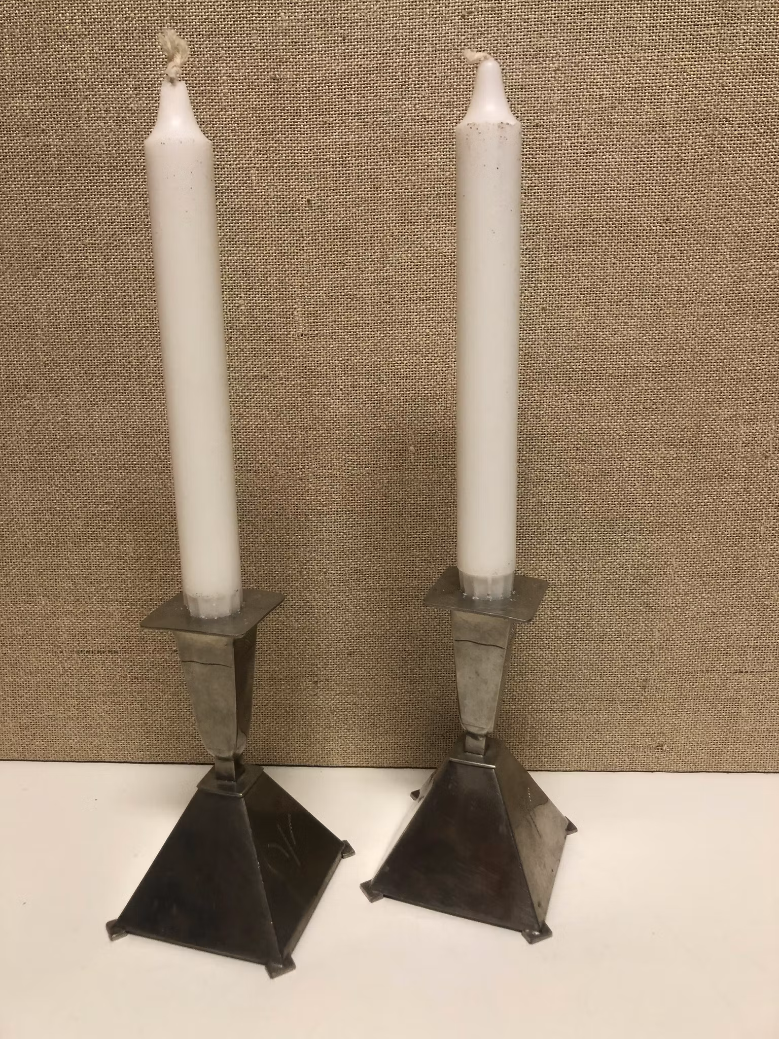 CANDLE STOCKERS, a pair, pewter, GAB Sweden, 1928.