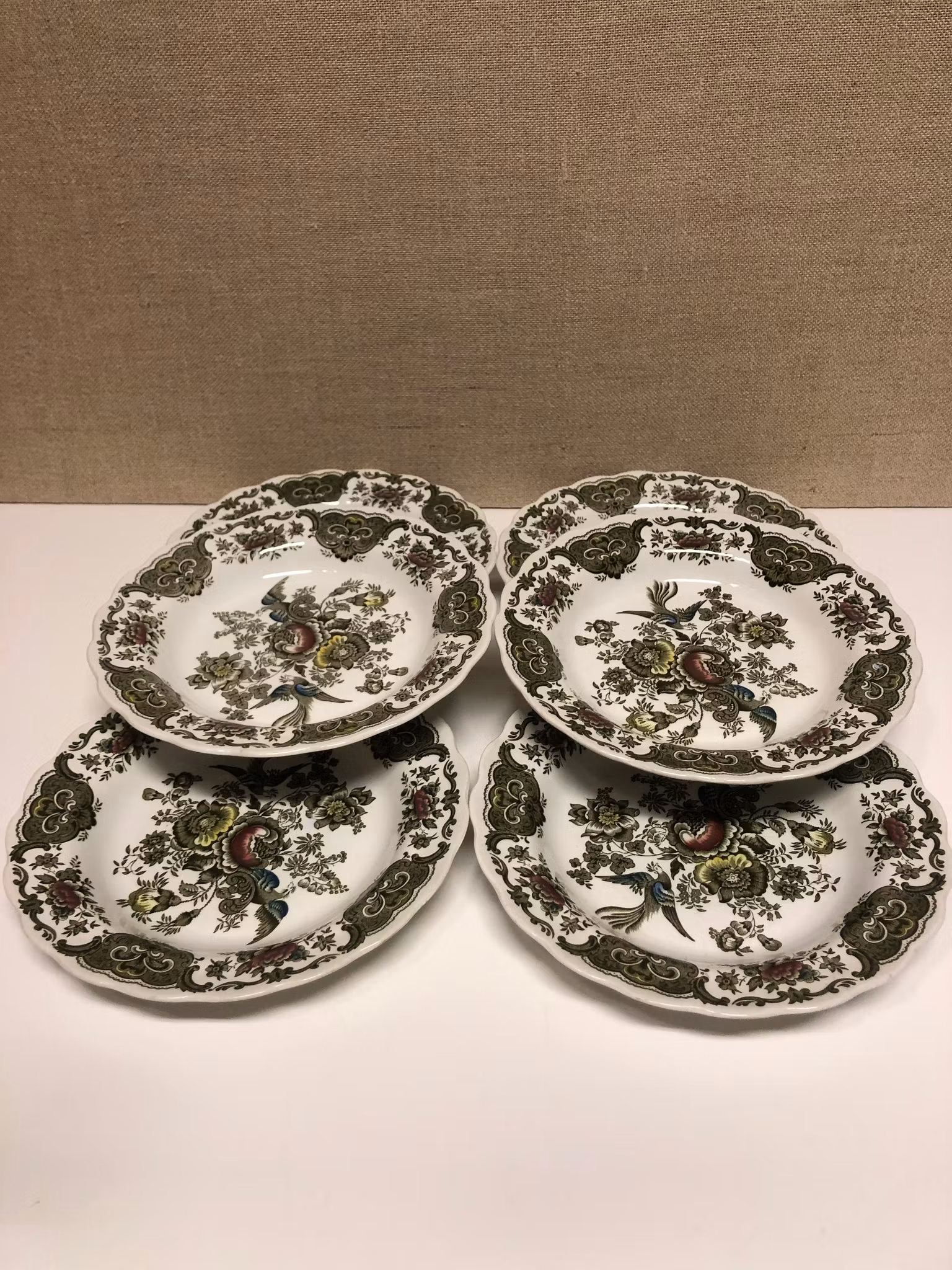 DJUPTALLRIKAR/ASSIETTER 6 st. porslin, "Windsor", Ridgway of Staffordshire, England.