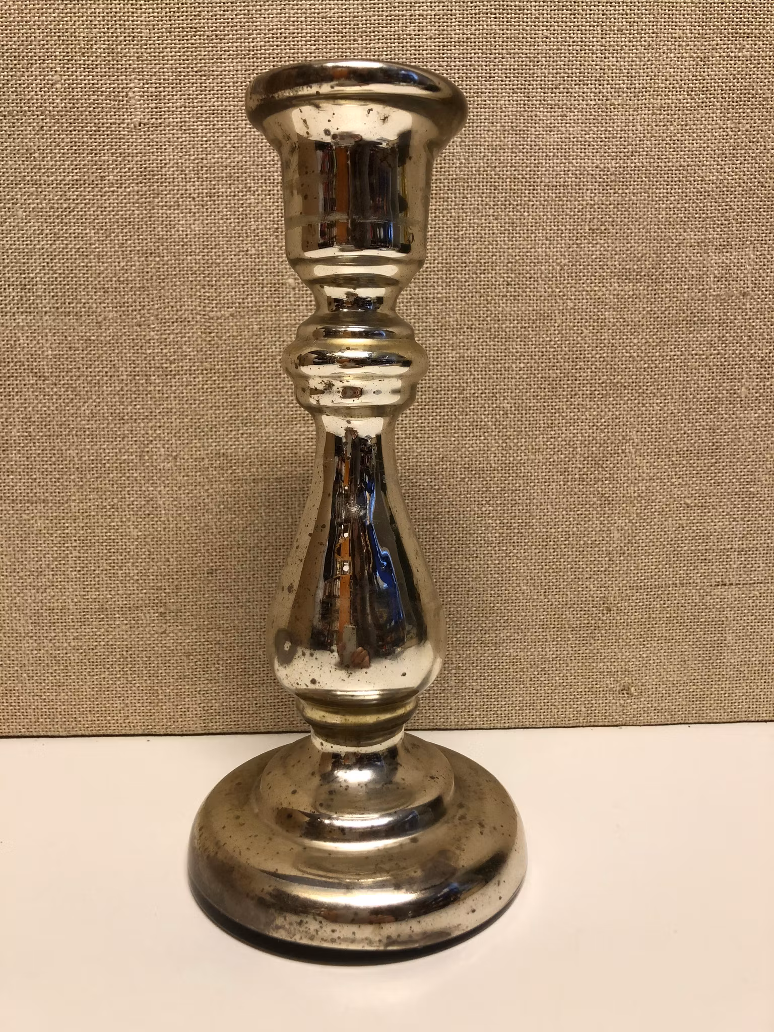 LJUSSTAKE, glas, "Fattigmanssilver" 1800-tal.