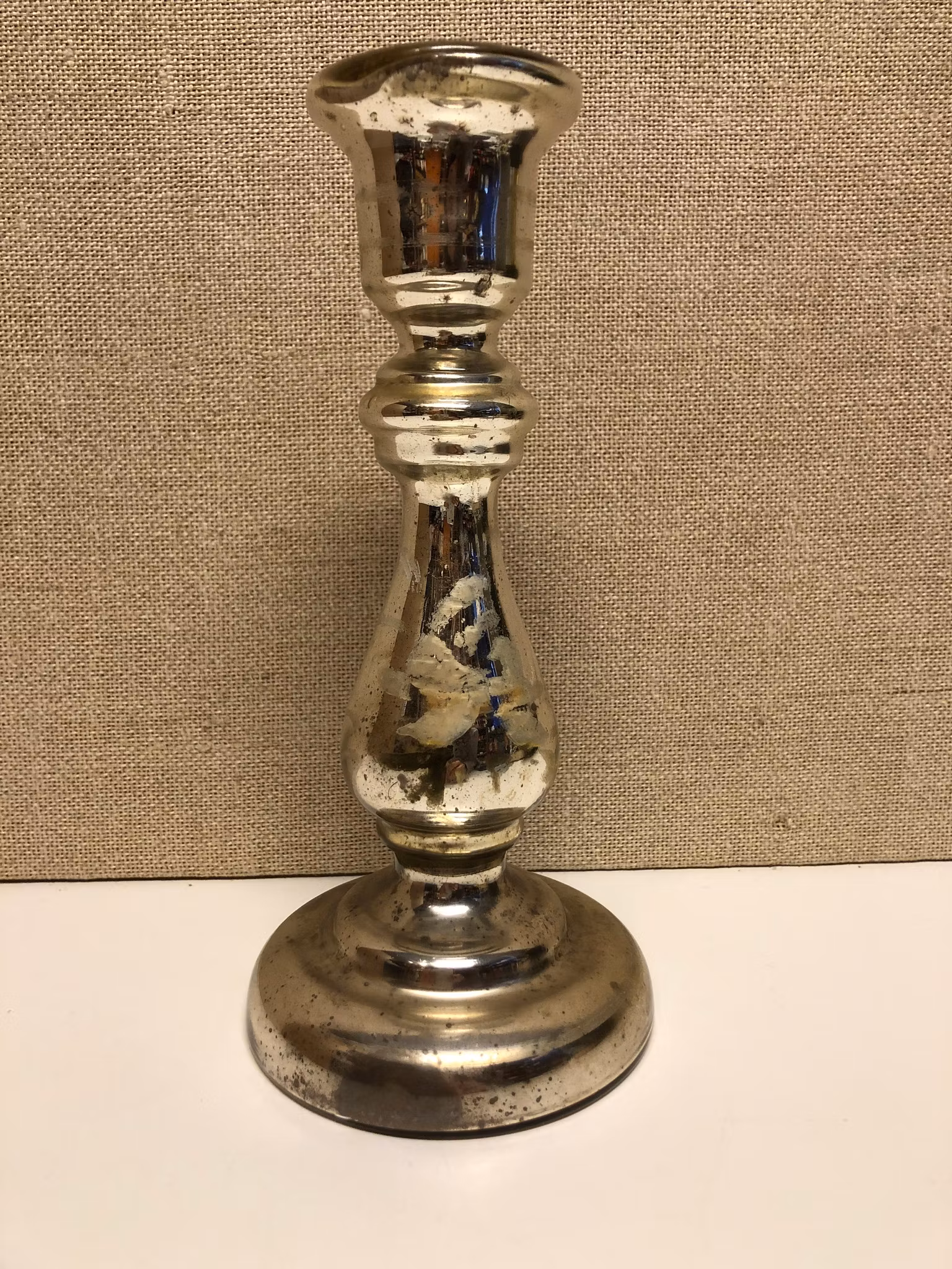 LJUSSTAKE, glas, "Fattigmanssilver" 1800-tal.