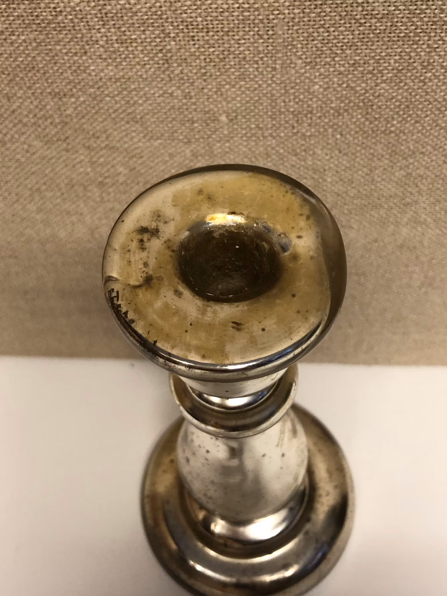 LJUSSTAKE, glas, "Fattigmanssilver" 1800-tal.