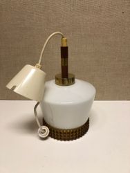 TAKLAMPA, glas/teak/mässing, 1960-tal.