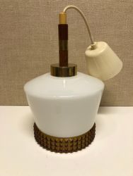 TAKLAMPA, glas/teak/mässing, 1960-tal.