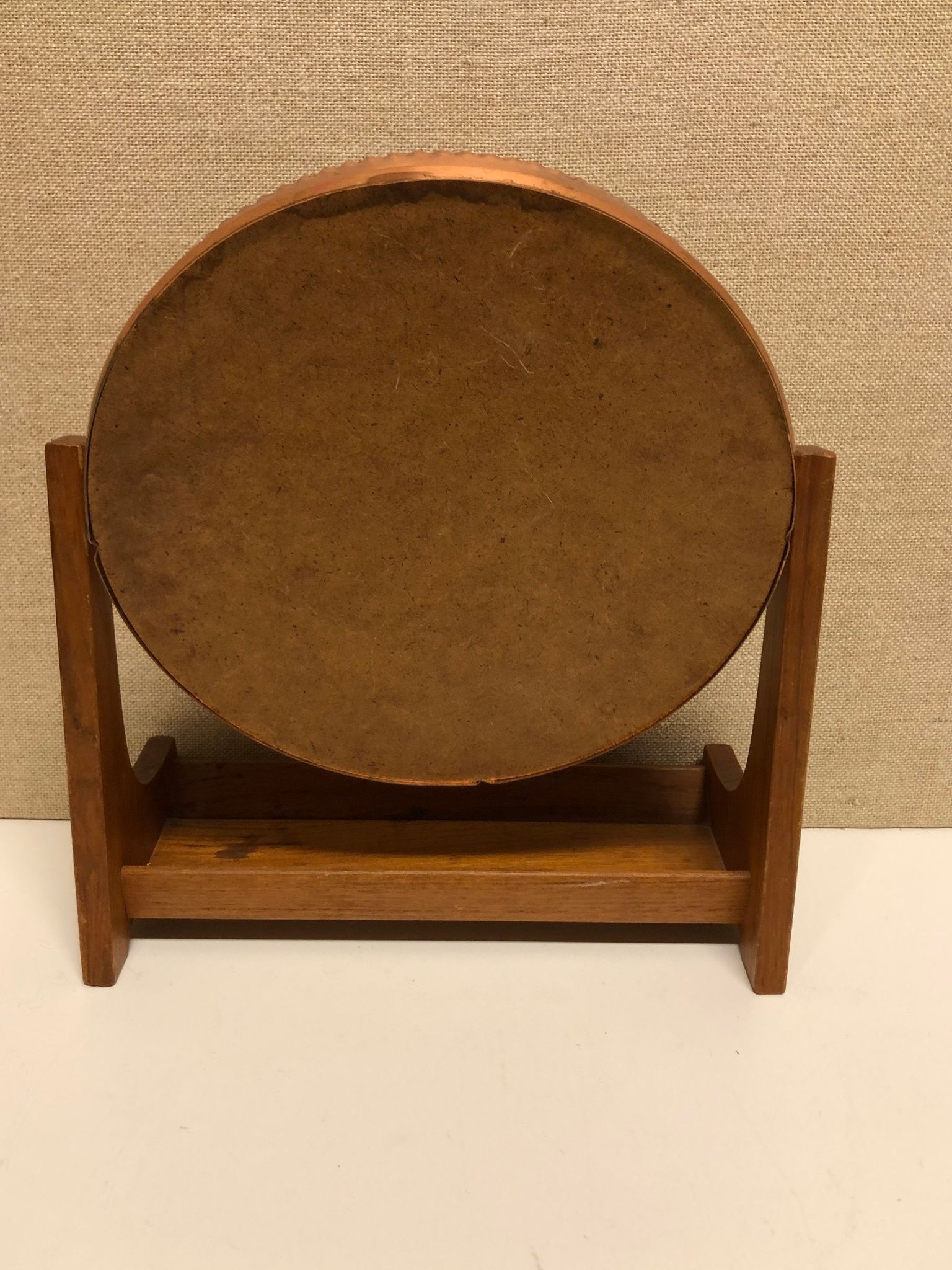 BORDSSPEGEL, teak, koppar, 1960-tal.
