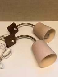 VÄGG/SÄNGLAMPOR, ett par, metall/teak, AJH, 1950/60-tal.