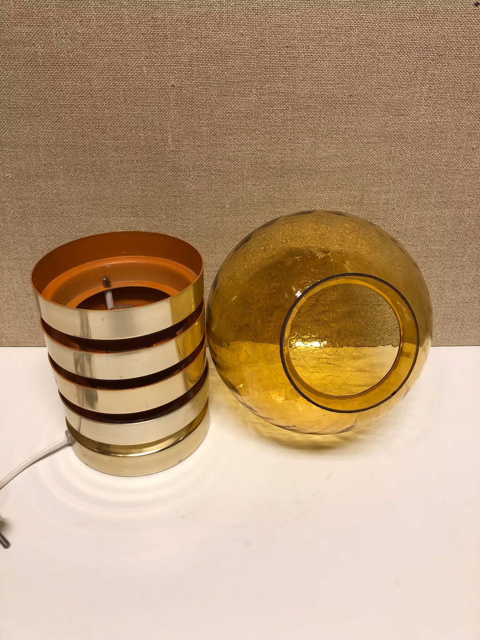 BORDSLAMPA, glas, metall, Fåglavik, 1960/70-tal.