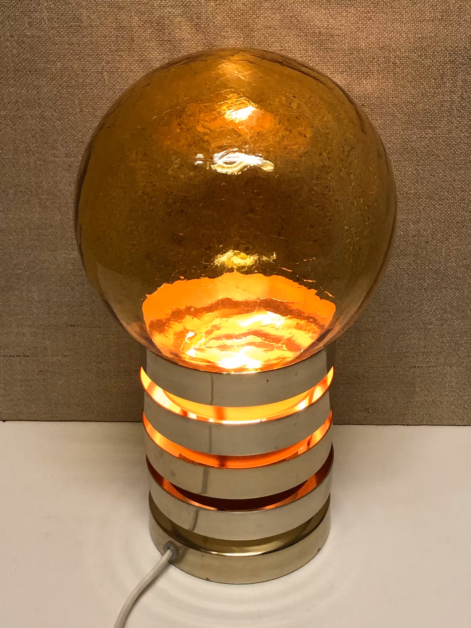 BORDSLAMPA, glas, metall, Fåglavik, 1960/70-tal.