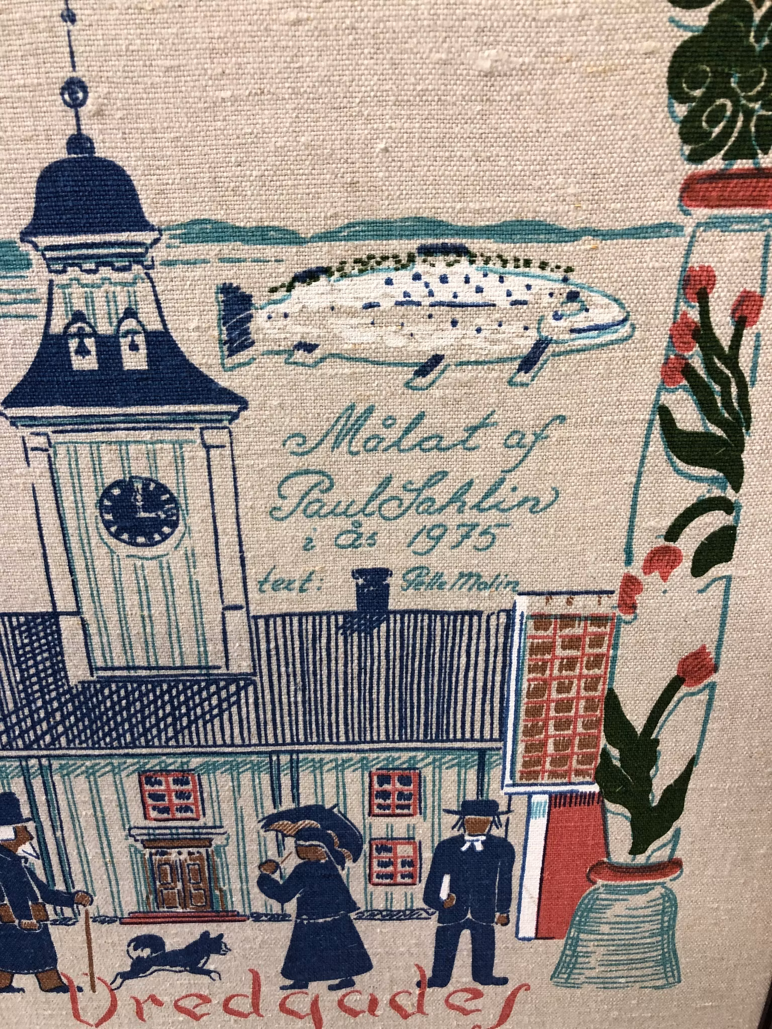 VÄGGBONAD, textil, handtryck, Paul Salhlin, Frösö Handtryck AB, 1975.
