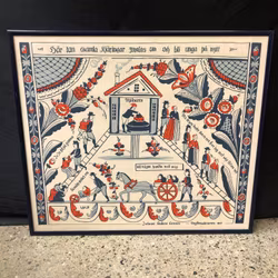 VÄGGBONAD, textil handtryck, ungdomskvaren 1812, efter Juwas Anders Ersson
