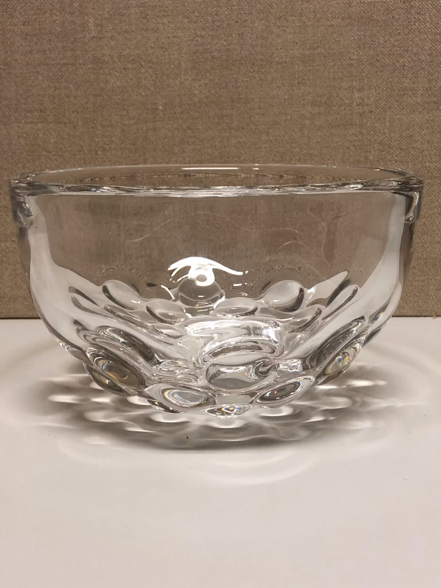 BOWL, crystal, indistinctly signed, second half of the 20th century.