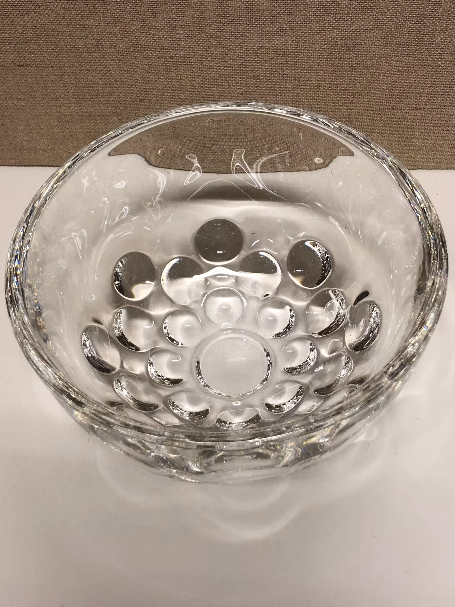 BOWL, crystal, indistinctly signed, second half of the 20th century.