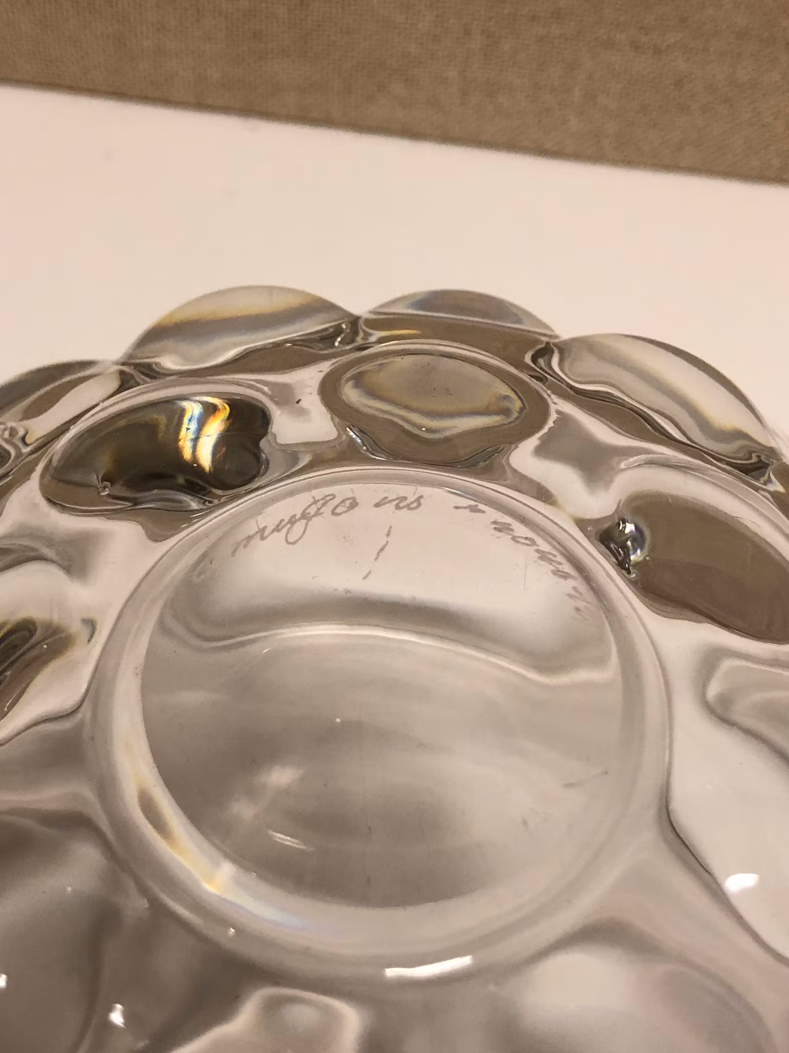 BOWL, crystal, indistinctly signed, second half of the 20th century.