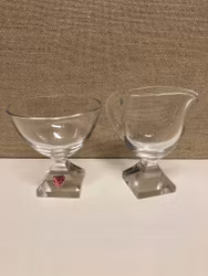 MILK JUG & SUGAR BOWL, glass, Orrefors.