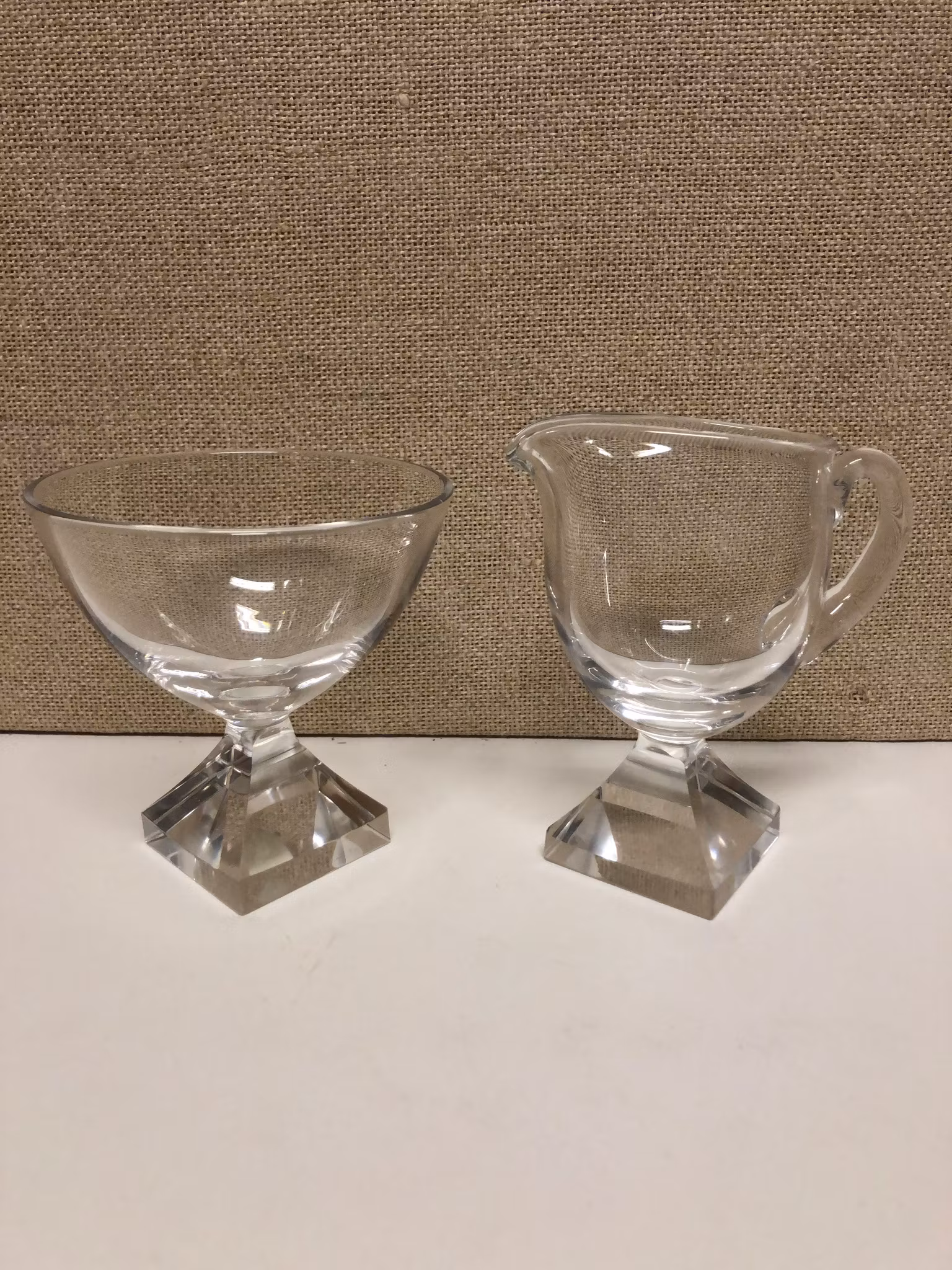 MILK JUG & SUGAR BOWL, glass, Orrefors.