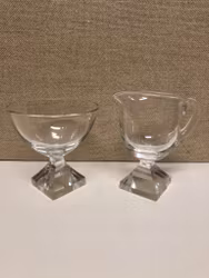 MILK JUG & SUGAR BOWL, glass, Orrefors.