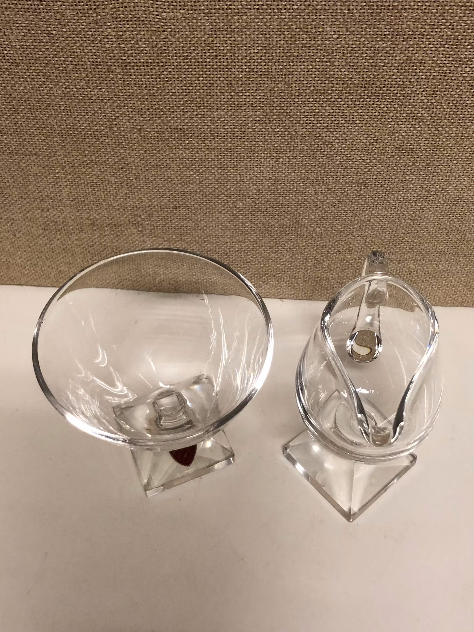 MILK JUG & SUGAR BOWL, glass, Orrefors.