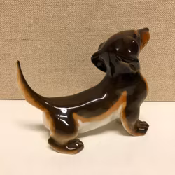 FIGURINE DACHSHUND, porcelain, Made in USSR, 20th century.