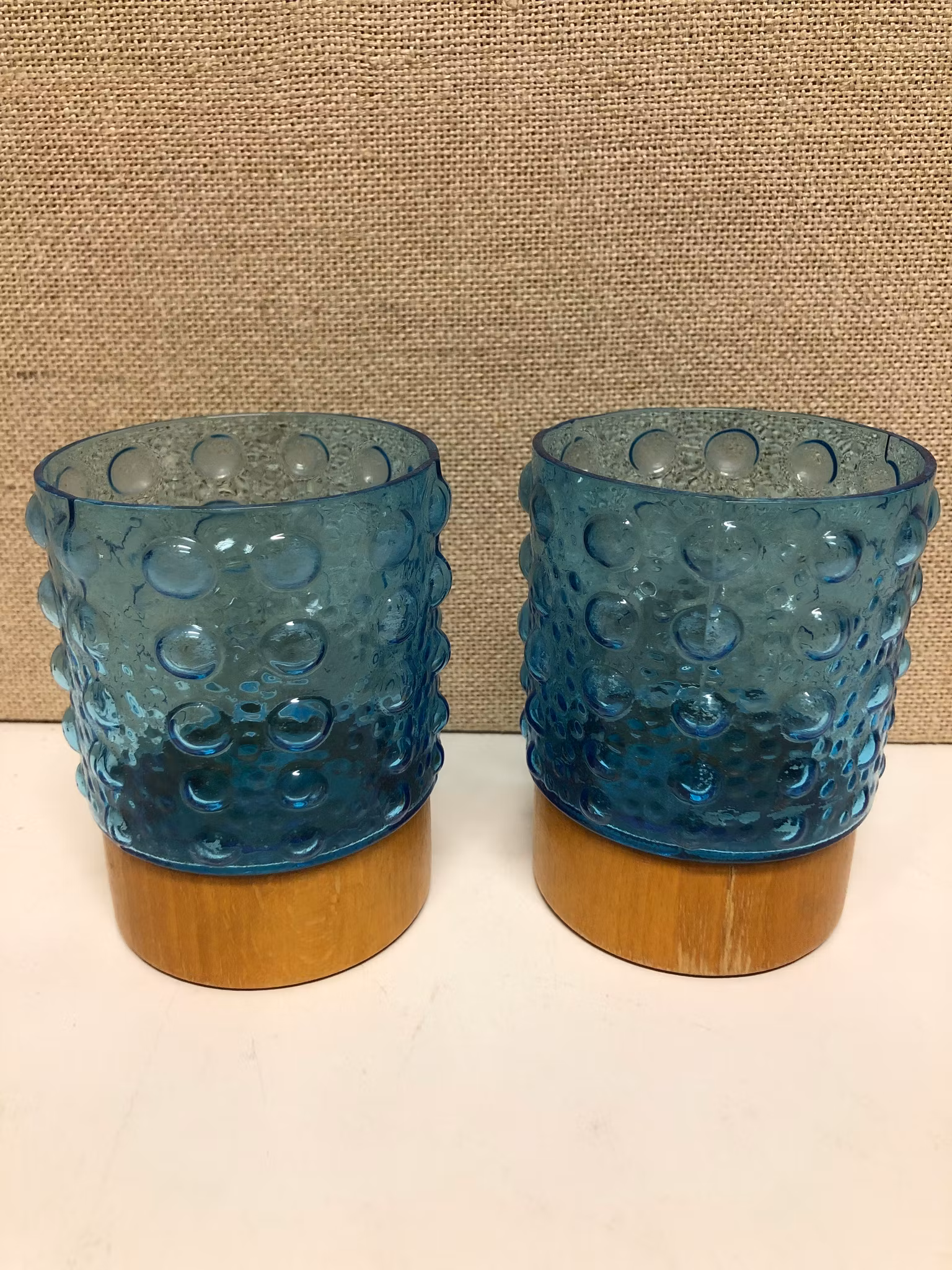 LJUSLYKTOR, ett par, glas, trä 1960/70-tal