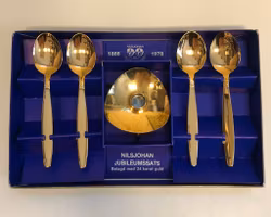 COFFEE SPOONS & CANDLEHOLDER "Sessan", metal, Nils Johan, Jubilee set.