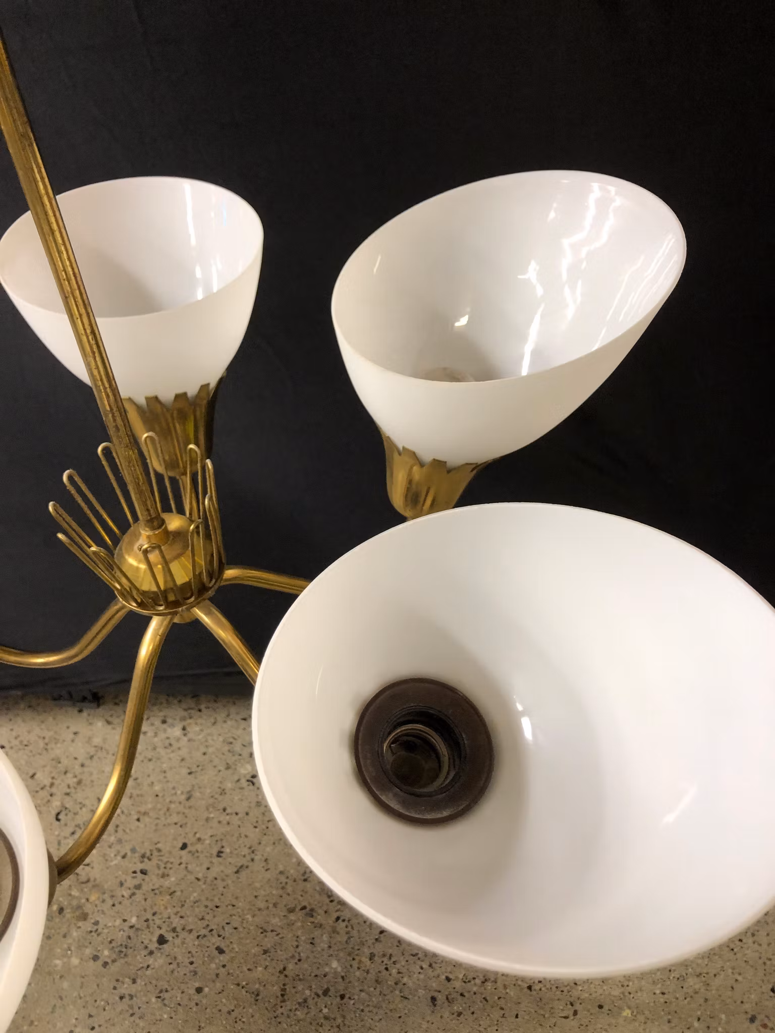 TAKLAMPA, mässing/glas, 1950/60-tal.