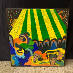 ANITA HELLSTRÖM, oil on chipboard "Önske Portar" signed and dated -74.
