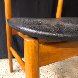 STOL, bok, svart läderimitation, "Terje" Ikea, 1960/70-tal.