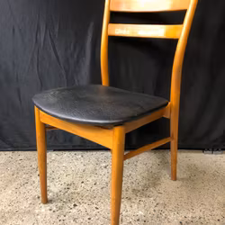STOL, bok, svart läderimitation, "Terje" Ikea, 1960/70-tal.