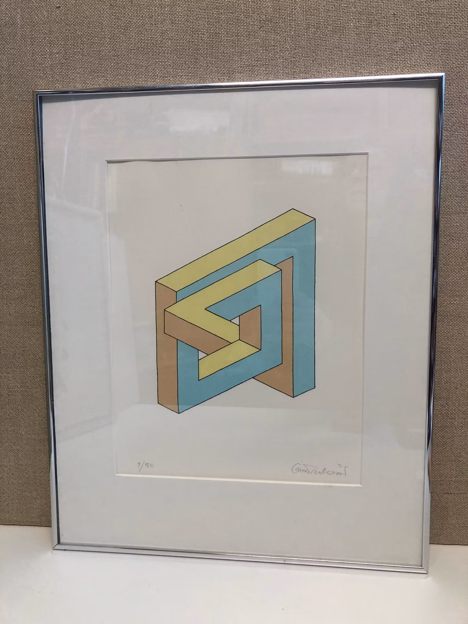 OSCAR REUTERSVÄRD, lithograph, "Impossible figure" signed and numbered 9/100
