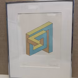 OSCAR REUTERSVÄRD, lithograph, "Impossible figure" signed and numbered 9/100