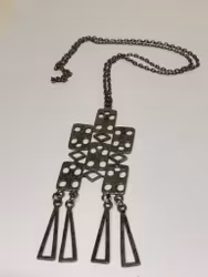 Necklace, pewter, stamped P63