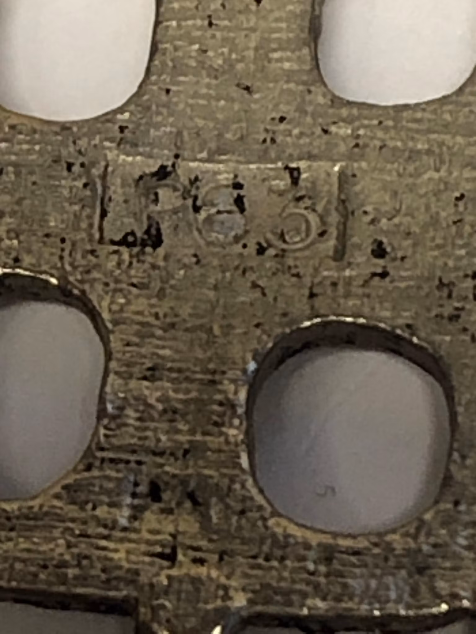 Necklace, pewter, stamped P63