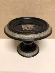 TAZZA, trä/metall, 18/1900-tal.