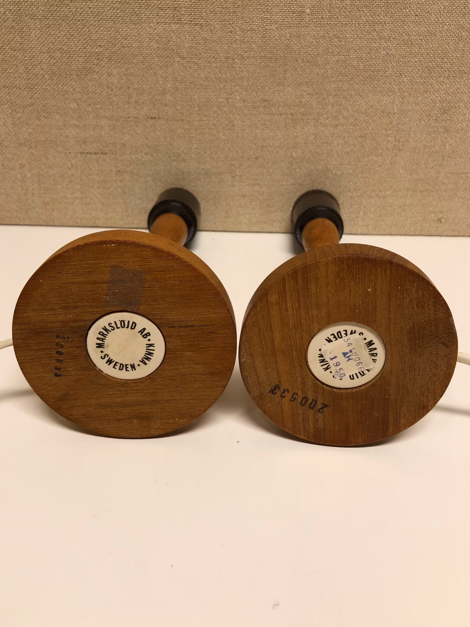 BORDSLAMPOR, ett par, teak, Markslöjd AB Kinna, Sweden, 1950/60-tal.