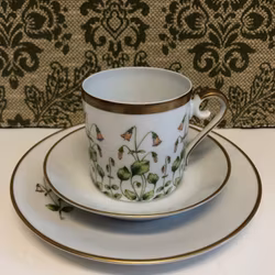 KAFFEKOPP, FAT, ASSIETT, porslin," Linnaea Borealis", Hackefors, Sweden.