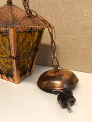 TAKLAMPA, koppar/glas, 1900-talets andra hälft.