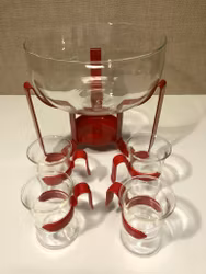 GLÖGG/SERVERINGSGRYTA & MUGGAR 4 st. glas, Rolf Sinnermark, Nils Johan.