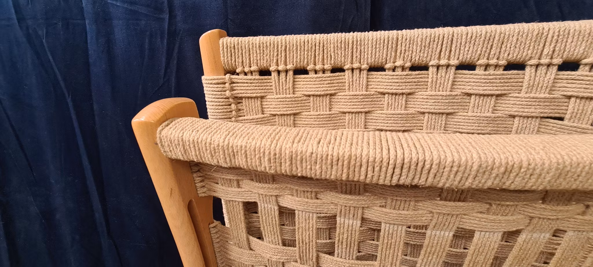 EBERT WELLS. Folding Chair, trä/rep, Jugoslavien, 1969-tal.