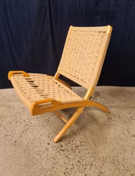 EBERT WELLS. Folding Chair, trä/rep, Jugoslavien, 1969-tal.