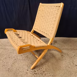 EBERT WELLS. Folding Chair, trä/rep, Jugoslavien, 1969-tal.
