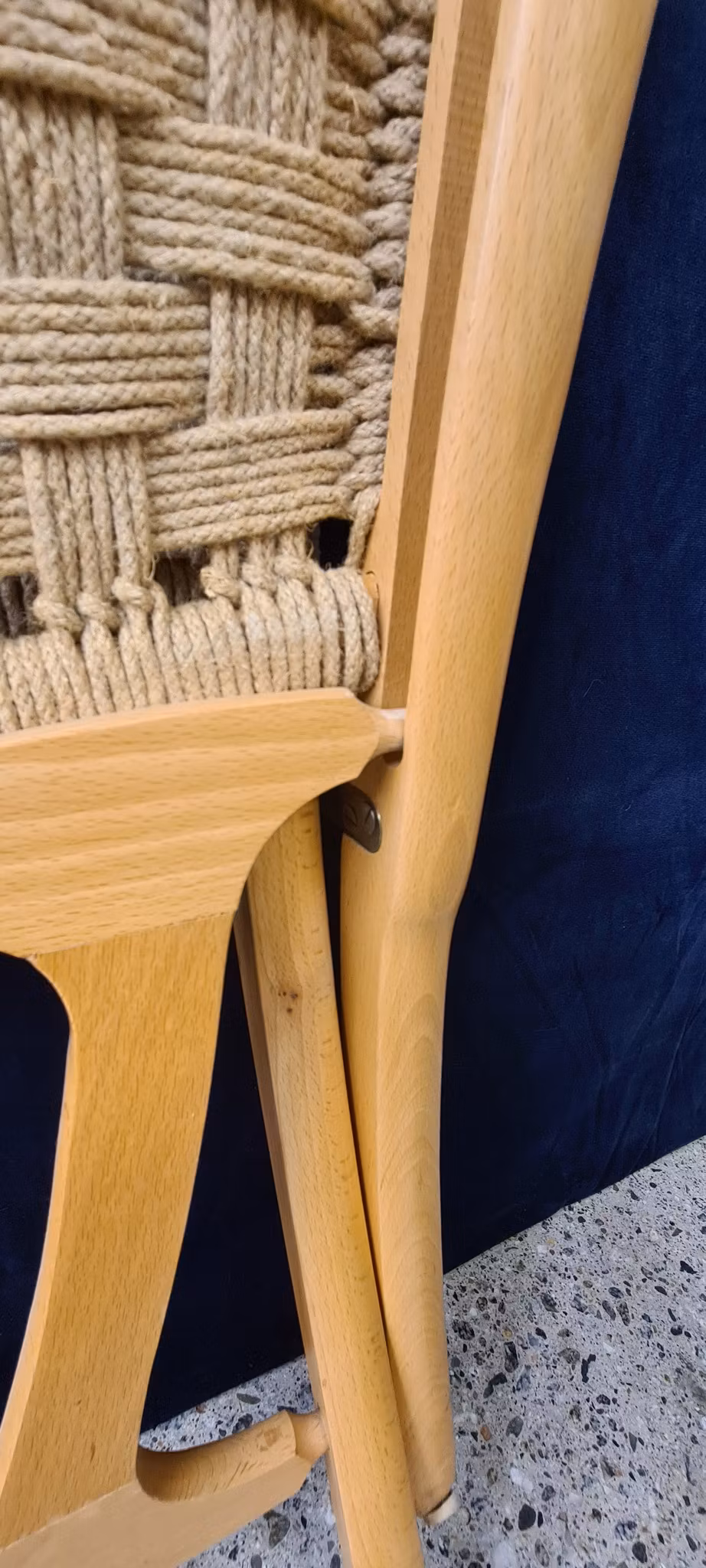 EBERT WELLS. Folding Chair, trä/rep, Jugoslavien, 1969-tal.