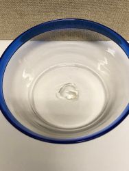 FILBUNKSSKÅL, glas, handblåst, 19/1800-tal.