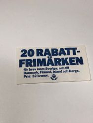 20 RABATT-FRIMÄRKEN, postfriska, för brev, inom Sverige, Danmark,Finland, Island, och Norge.