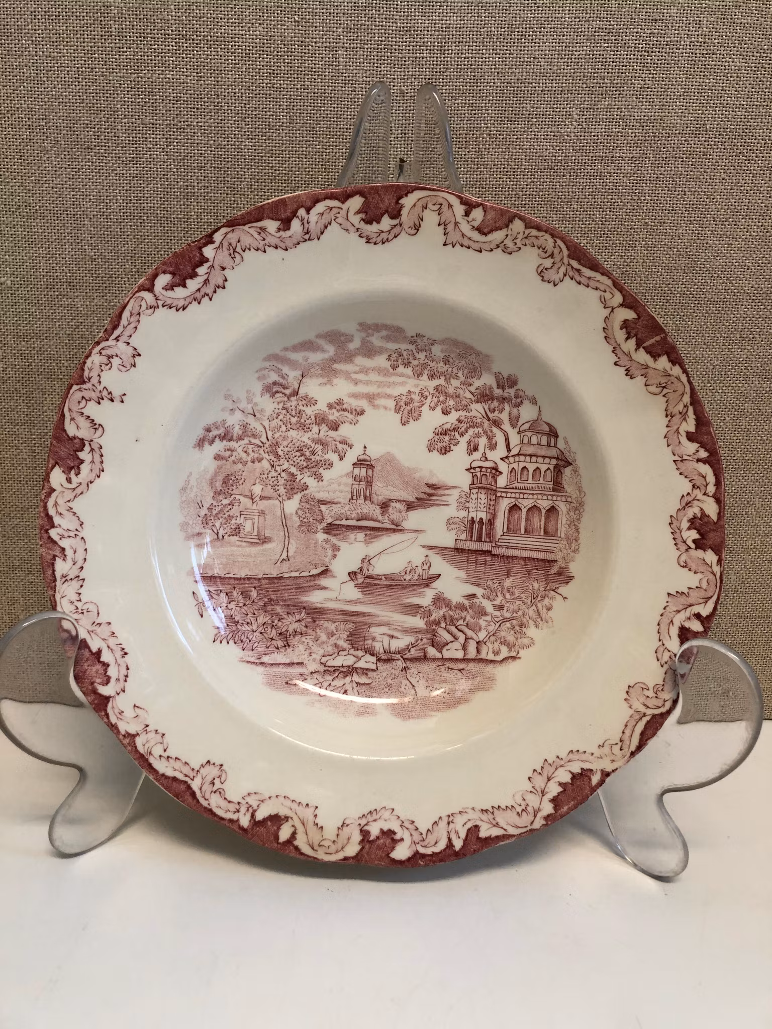 DJUPTALLRIK, porslin, "Röd Bengali", Rörstrand, Sverige.
